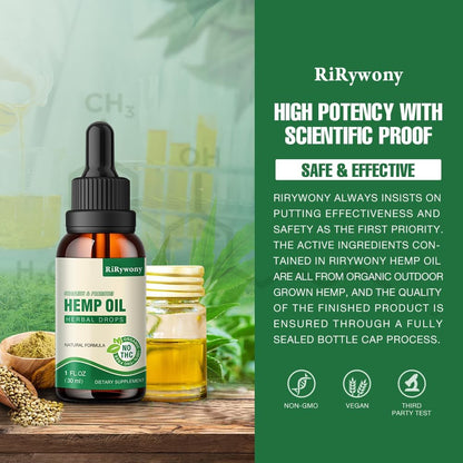 (3-Pack) High Potency Hemp Oil 25,000 Max Strength - Organic, Vegan, Non-GMO
