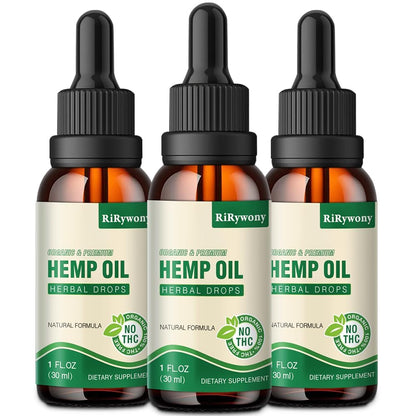 (3-Pack) High Potency Hemp Oil 25,000 Max Strength - Organic, Vegan, Non-GMO