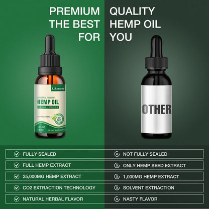 (3-Pack) High Potency Hemp Oil 25,000 Max Strength - Organic, Vegan, Non-GMO