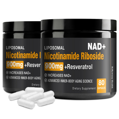 RiRywony Health NAD Supplement – NAD+ with NR & Resveratrol (900mg) – 2 Pack