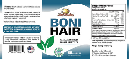 Rise-N-Shine BoniHair Catalase Supplement – 10,000 IU for Vibrant Hair | 60 Capsules
