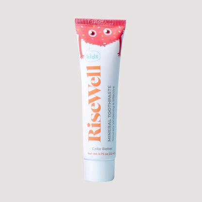 RiseWell Travel Kids Mineral Toothpaste – Hydroxyapatite, No Fluoride, Cake Batter Flavor