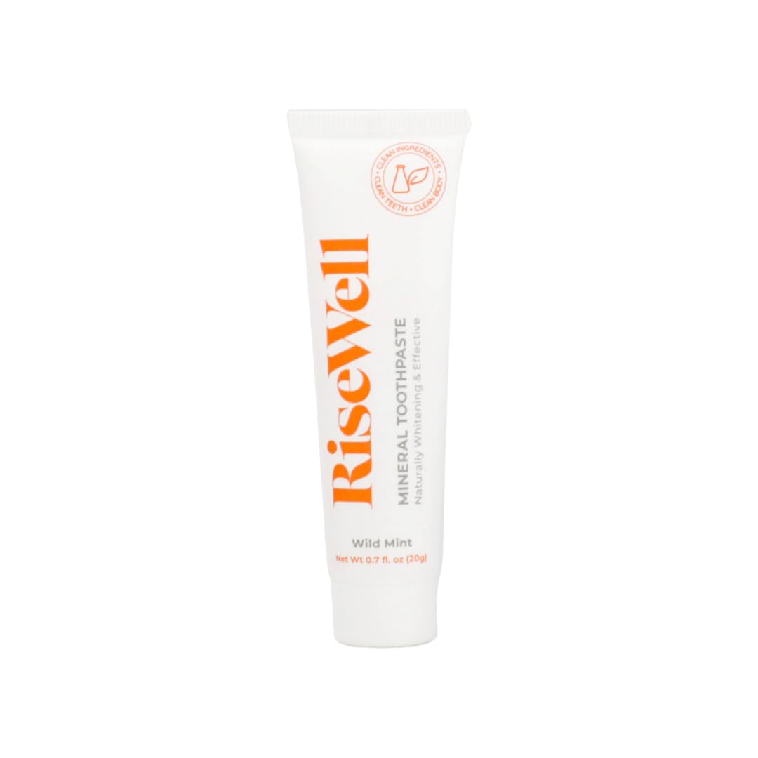 RiseWell Travel Mineral Toothpaste - All Natural, Fluoride-Free, SLS-Free, TSA Approved, USA-Made (Wild Mint)