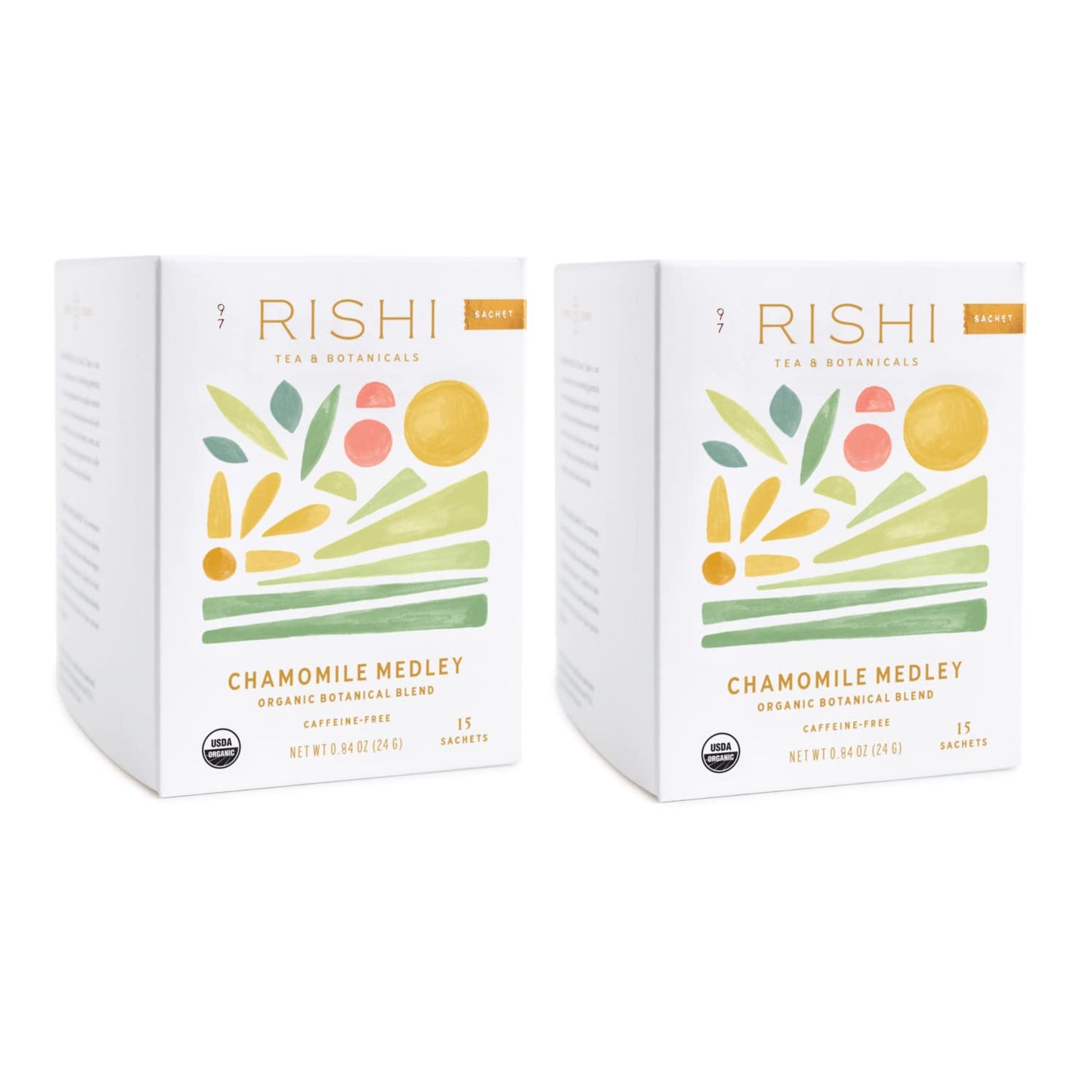 Rishi Chamomile Medley Tea – Organic Caffeine-Free Herbal Tea (15-Count Pack of 2)