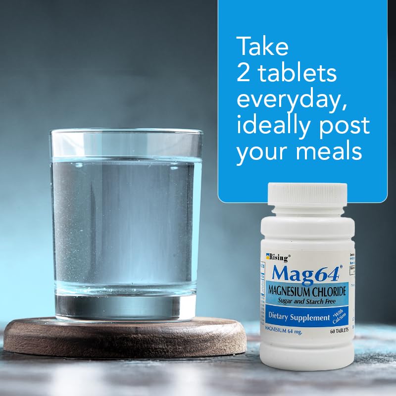 Rising Pharma Mag64 Magnesium Chloride with Calcium Tablets - 60 Counts