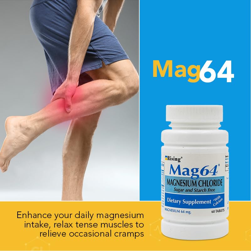 Rising Pharma Mag64 Magnesium Chloride with Calcium Tablets - 60 Counts