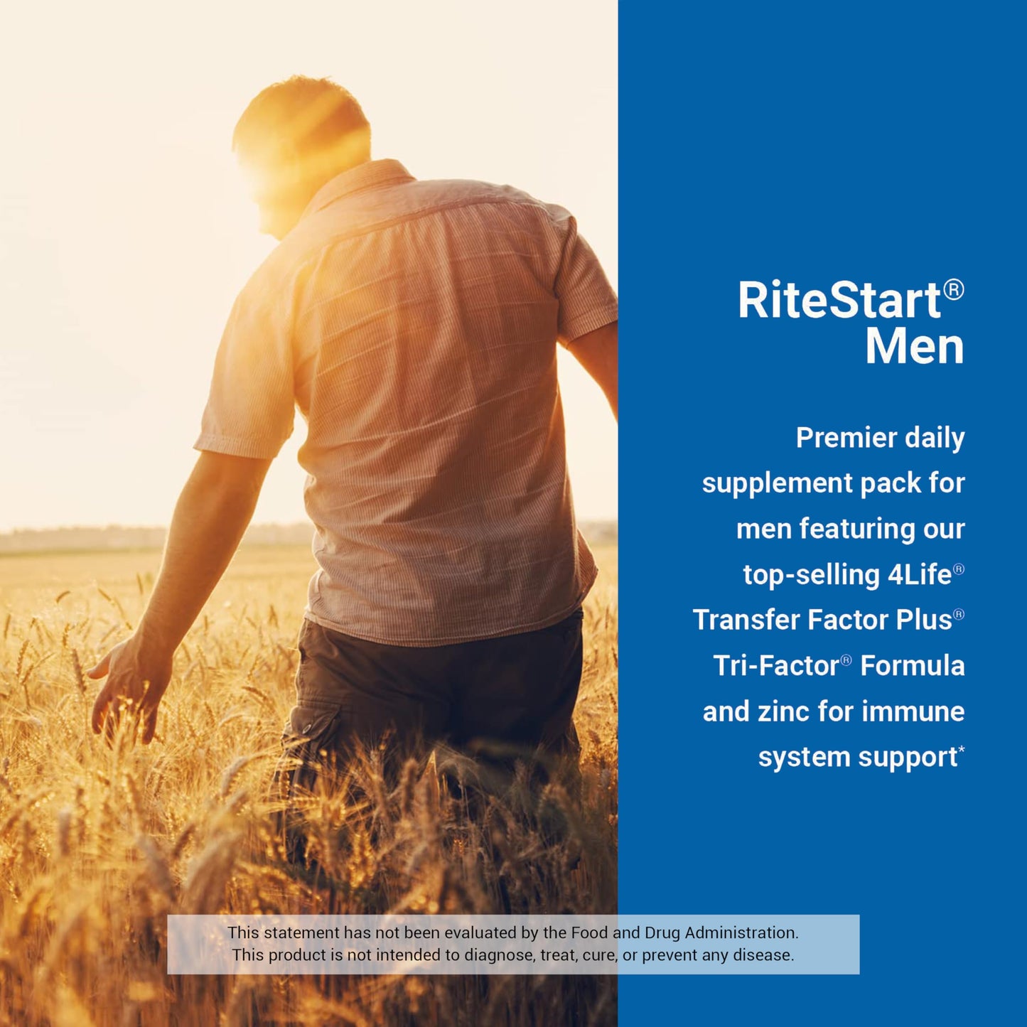 4Life RiteStart Men - Daily Nutritional Pack for Immune Support | Vitamin C, D & Zinc - 30 Packets