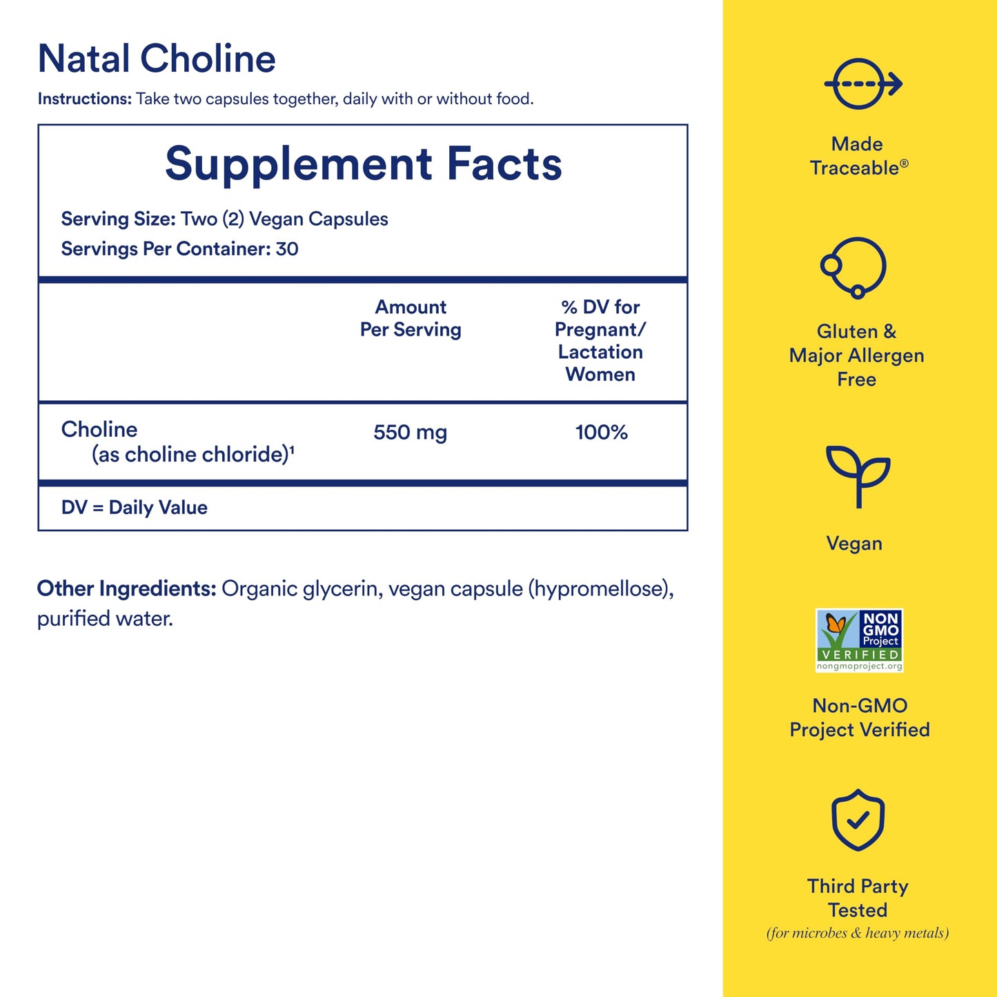 Ritual Natal Choline Supplement 550mg – Supports Baby's Cognitive Function During Pregnancy and Choline Content in Breastmilk* | 30 Day Supply