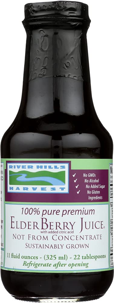 River Hills Harvest Elderberry Juice 11 Ounce – Cold-Pressed, Local