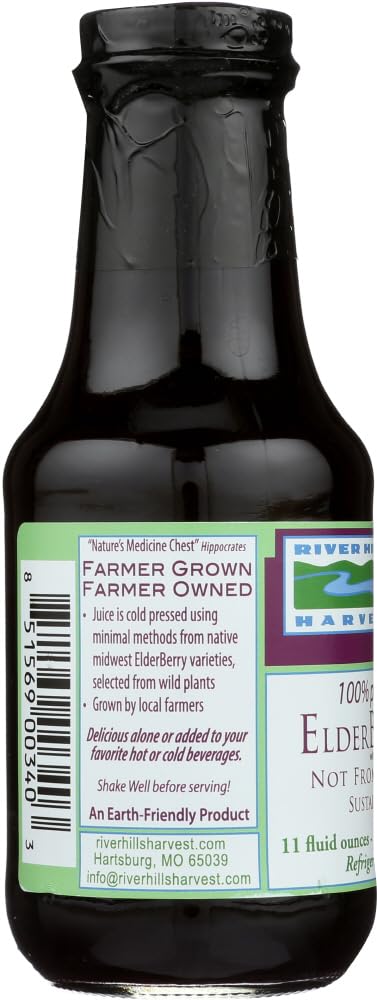 River Hills Harvest Elderberry Juice 11 Ounce – Cold-Pressed, Local