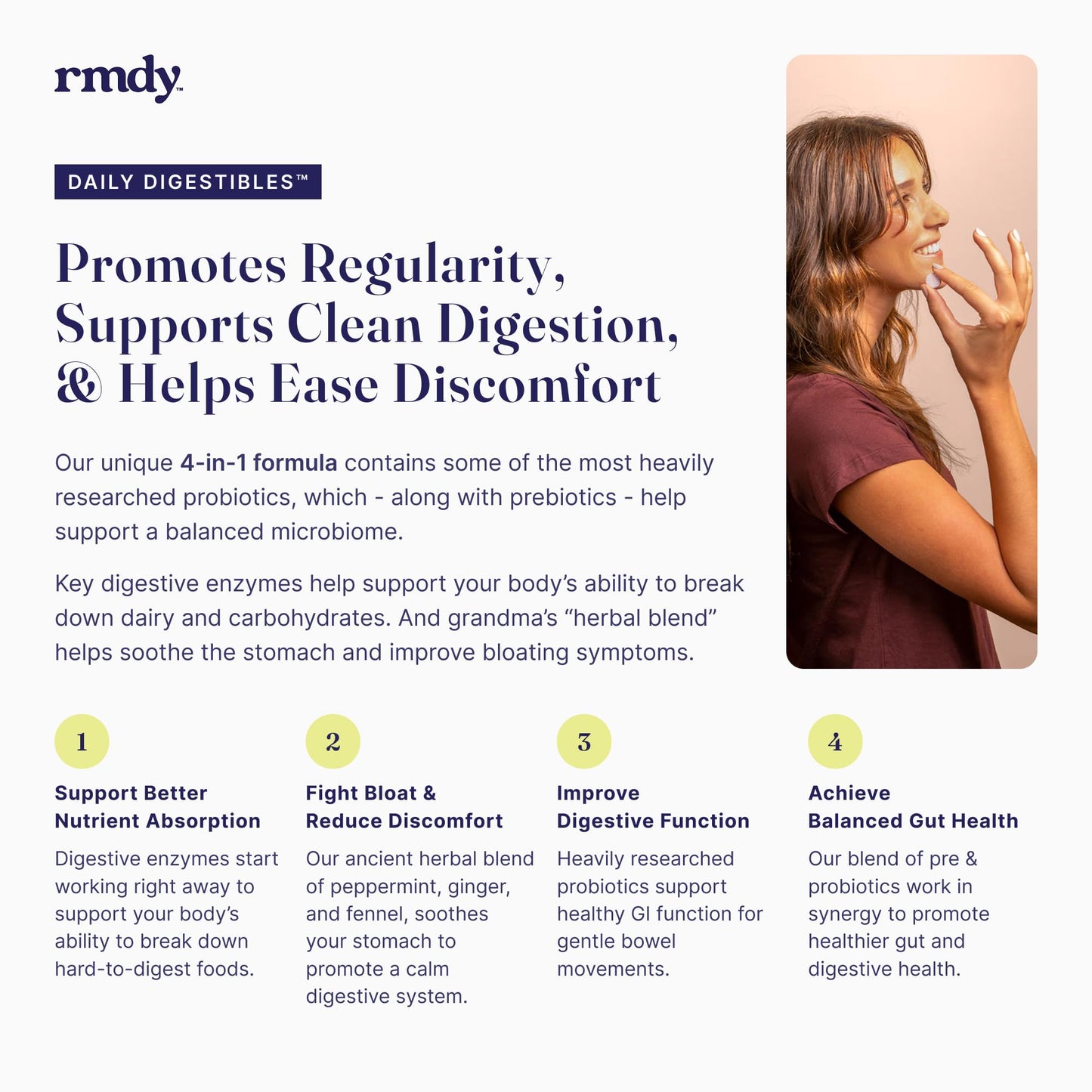 rmdy Probiotic for Digestive Health | Constipation & Bloating (30 Capsules)