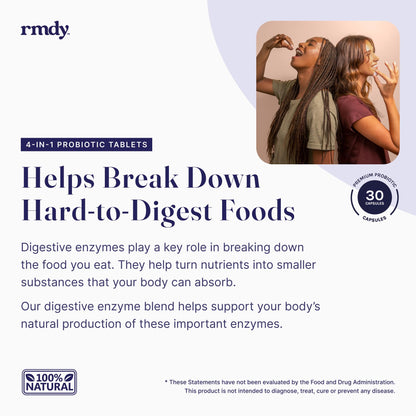 rmdy Probiotic for Digestive Health | Constipation & Bloating (30 Capsules)