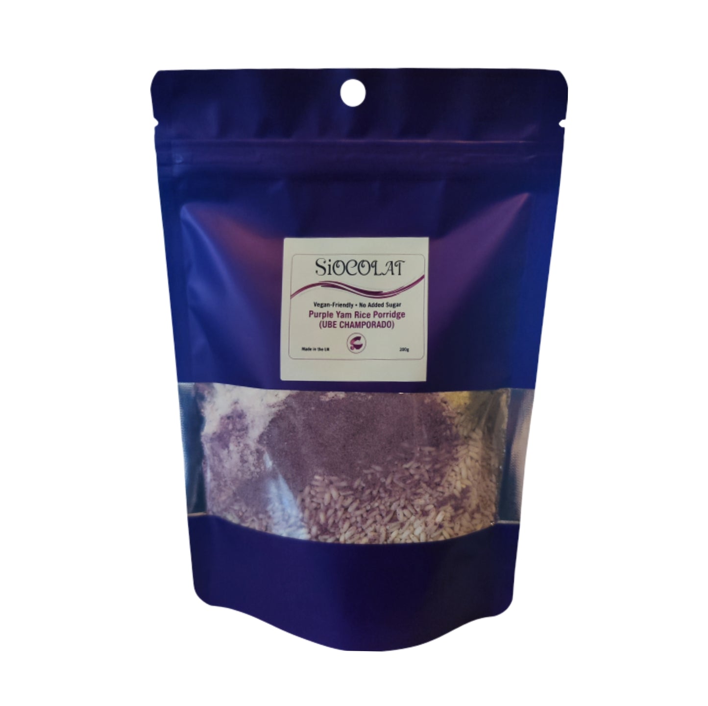 Vegan Friendly No Added Sugar Ube Champorado (Rice Porridge)