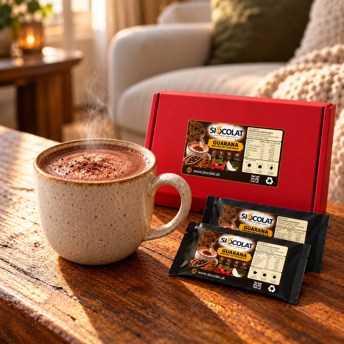 Siocolat Organic Guarana Hot Chocolate – No Added Sugar, Vegan Drink Mix Siocolat