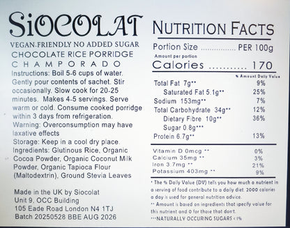 Pack of 3 No Added Sugar Vegan Chocolate Rice Porridge – Guilt-Free Champorado