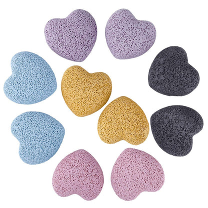 rockcloud Colorful Lava Rock Heart Pocket Stones – 10 Pcs Aromatherapy Diffuser Set