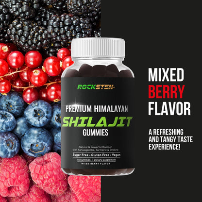 RockSten Premium Himalayan Shilajit Gummies - 1500mg with Ashwagandha & Turmeric | Vegan, Gluten-Free