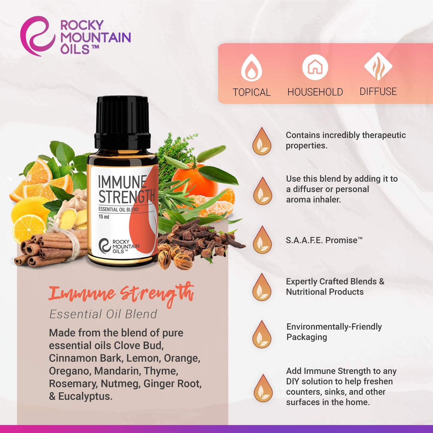 Rocky Mountain Oils Immune Strength Essential Oil Blend - 15ml