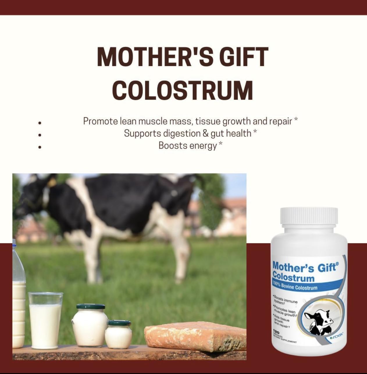 Roex Mother's Colostrum Capsule, 120 Count – Immune Support & Gut Health