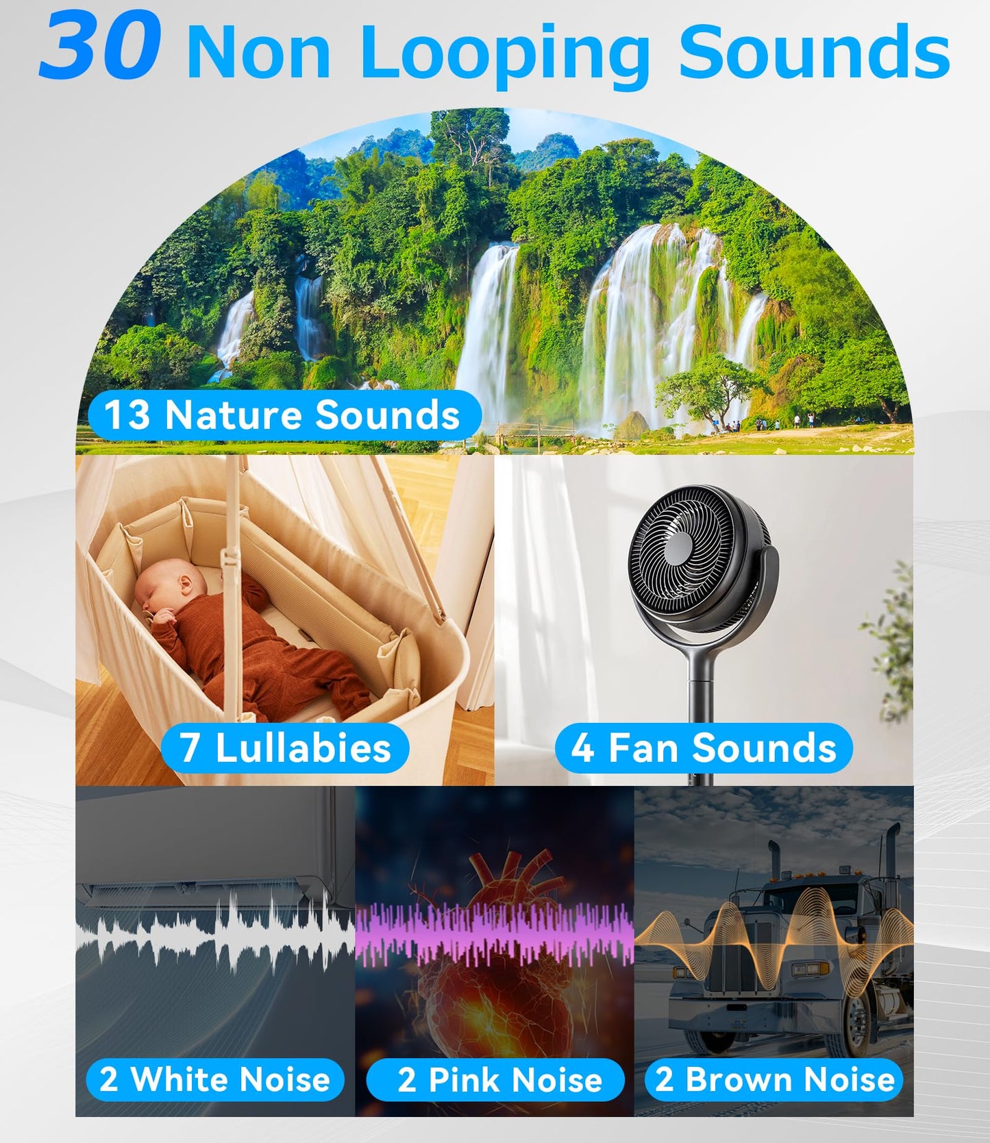 Rohent Alarm Clock with Soft Sounds – 30 Calming Sounds, 10 Gentle Wake-Up Tones, 32 Volume Levels, Memory Function (Brown)