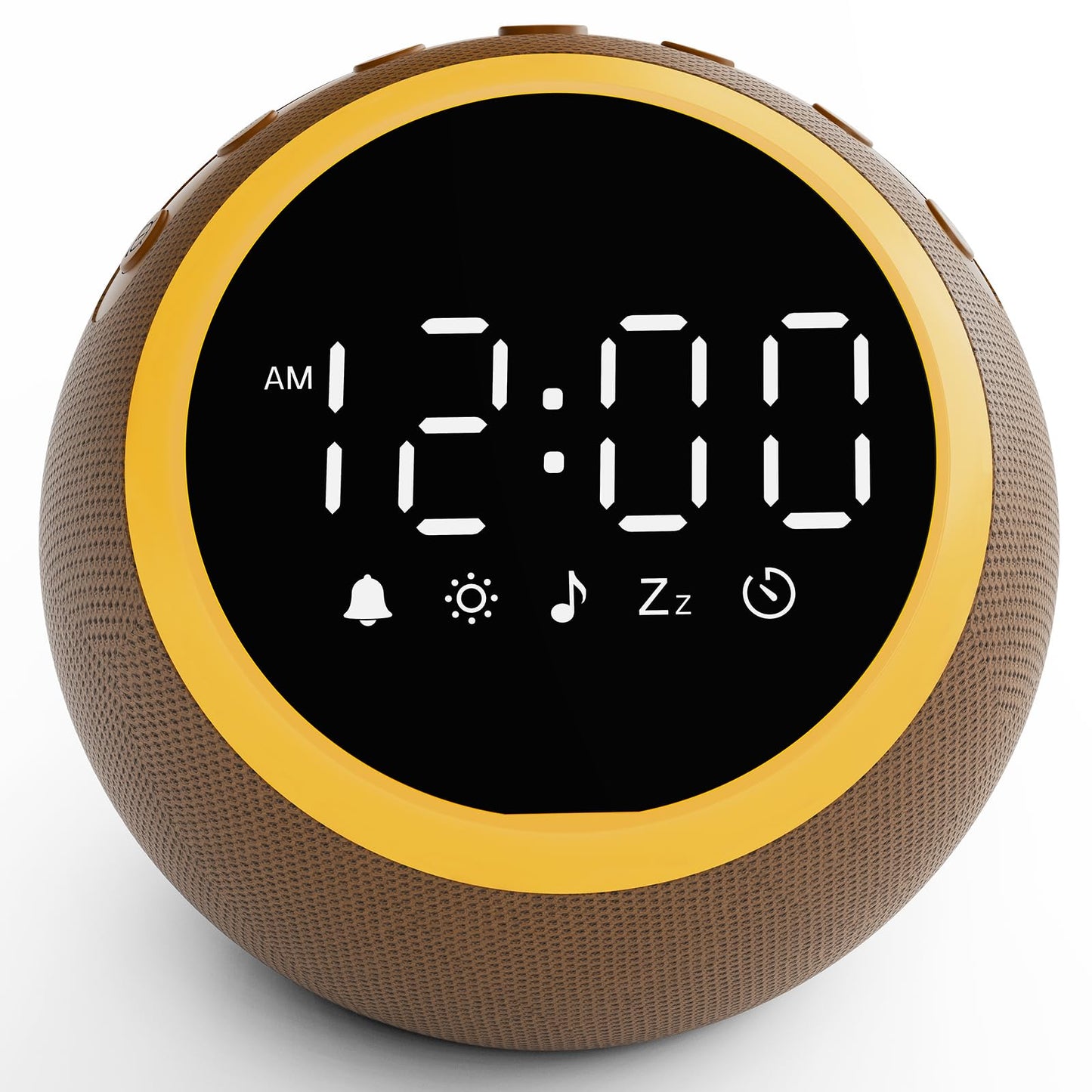 Rohent Alarm Clock with Soft Sounds – 30 Calming Sounds, 10 Gentle Wake-Up Tones, 32 Volume Levels, Memory Function (Brown)