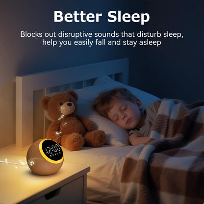 Rohent Alarm Clock with Soft Sounds – 30 Calming Sounds, 10 Gentle Wake-Up Tones, 32 Volume Levels, Memory Function (Brown)