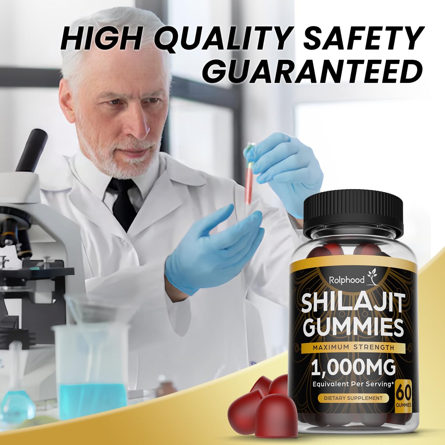 Rolphood Shilajit Gummies for Men & Women – Himalayan Shilajit with Fulvic Acid, 60 Count