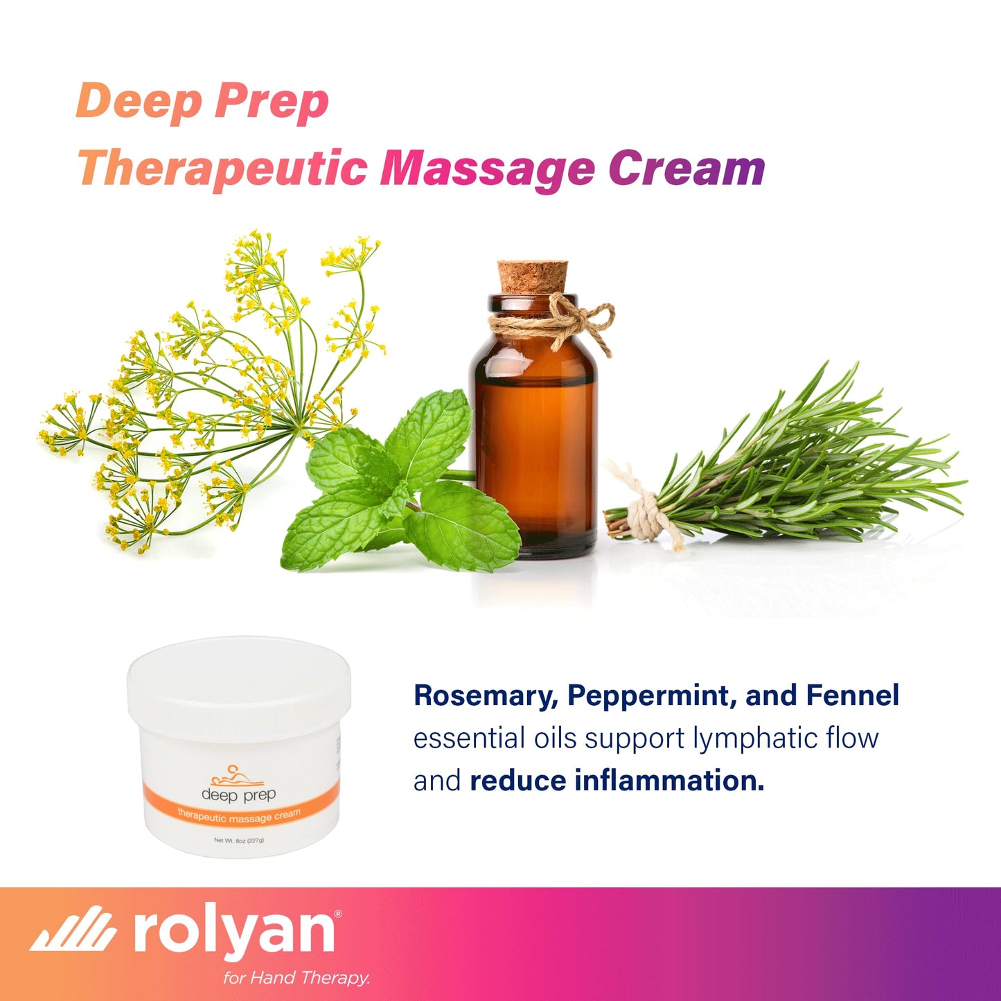 Rolyan Deep Prep Therapeutic Massage Cream, 8 oz – Deep Tissue & Professional Massage