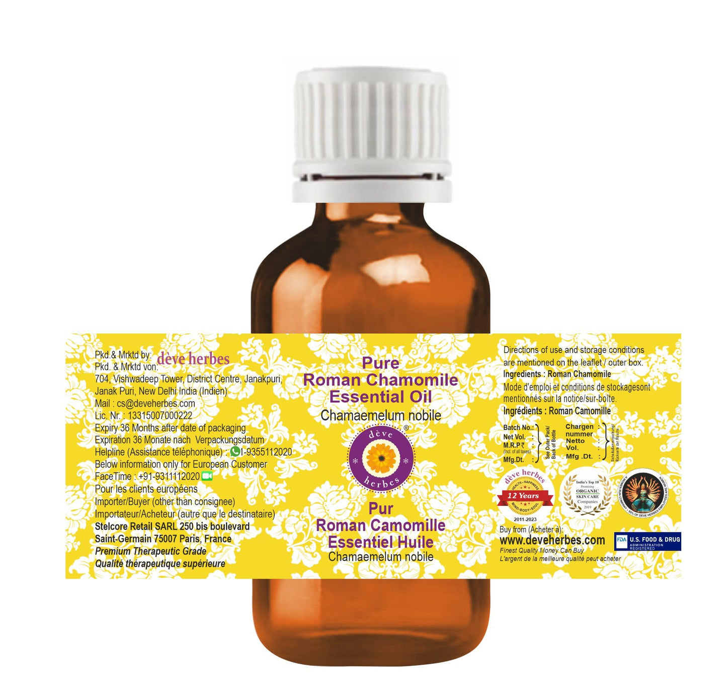 dève herbes Roman Chamomile Essential Oil - Pure 5ml (Steam Distilled)