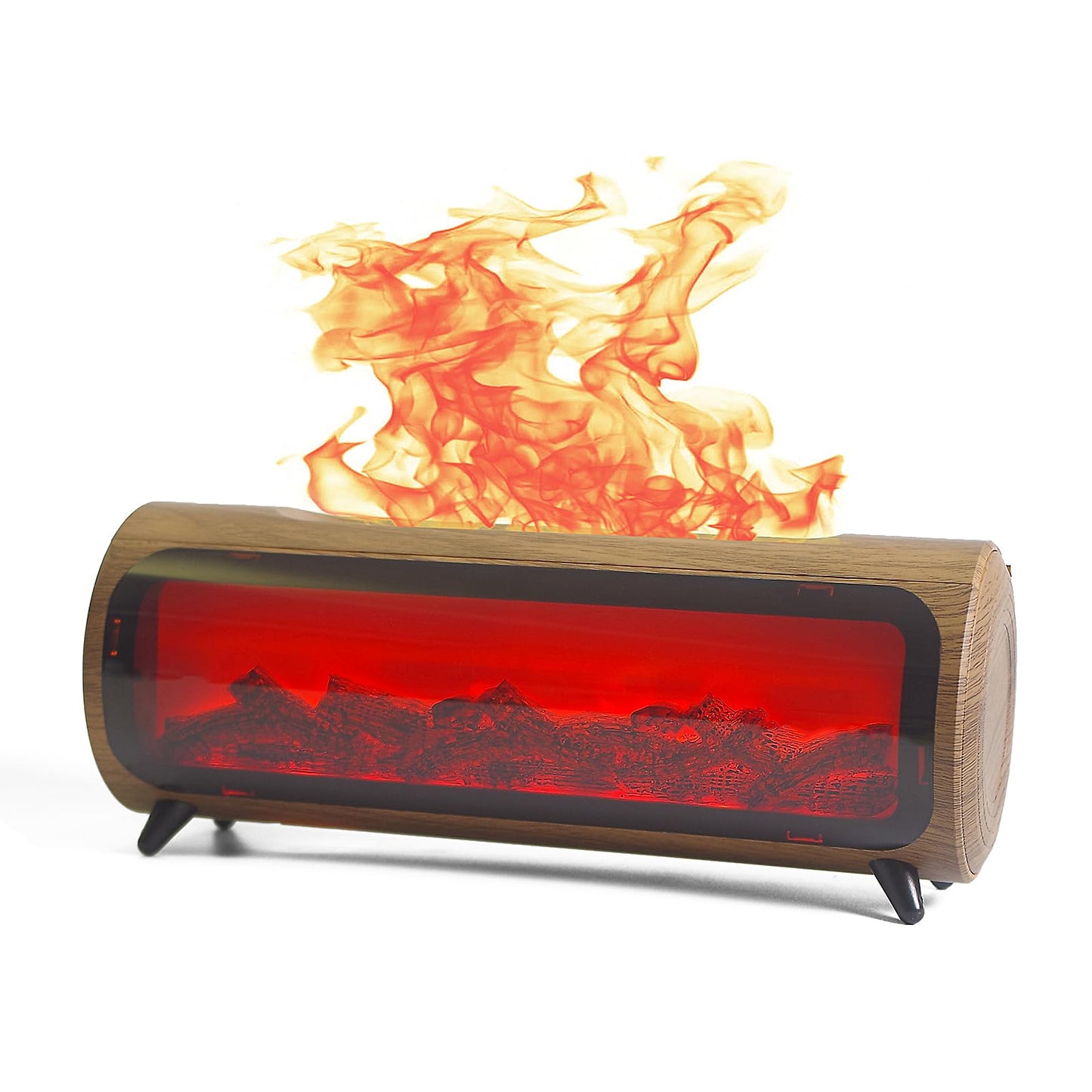 Romanplux Flame Diffuser Humidifier — 7-Color Flame, Wood Shape Fireplace Design with Auto-Shutoff