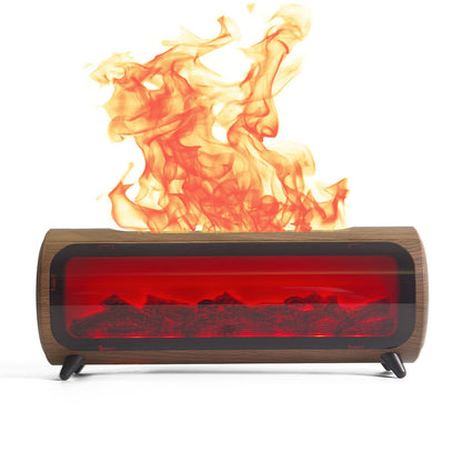 Romanplux Flame Diffuser Humidifier — 7-Color Flame, Wood Shape Fireplace Design with Auto-Shutoff