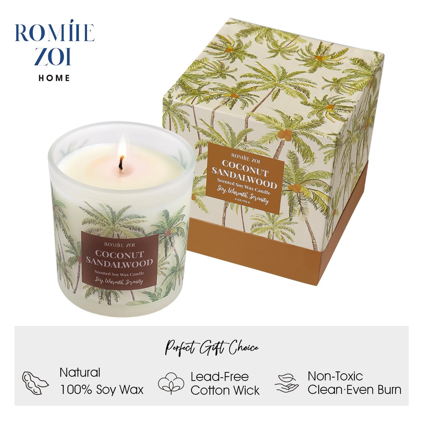 ROMIIE ZOI Coconut & Sandalwood 6oz Soy Candle - Home Fragrance