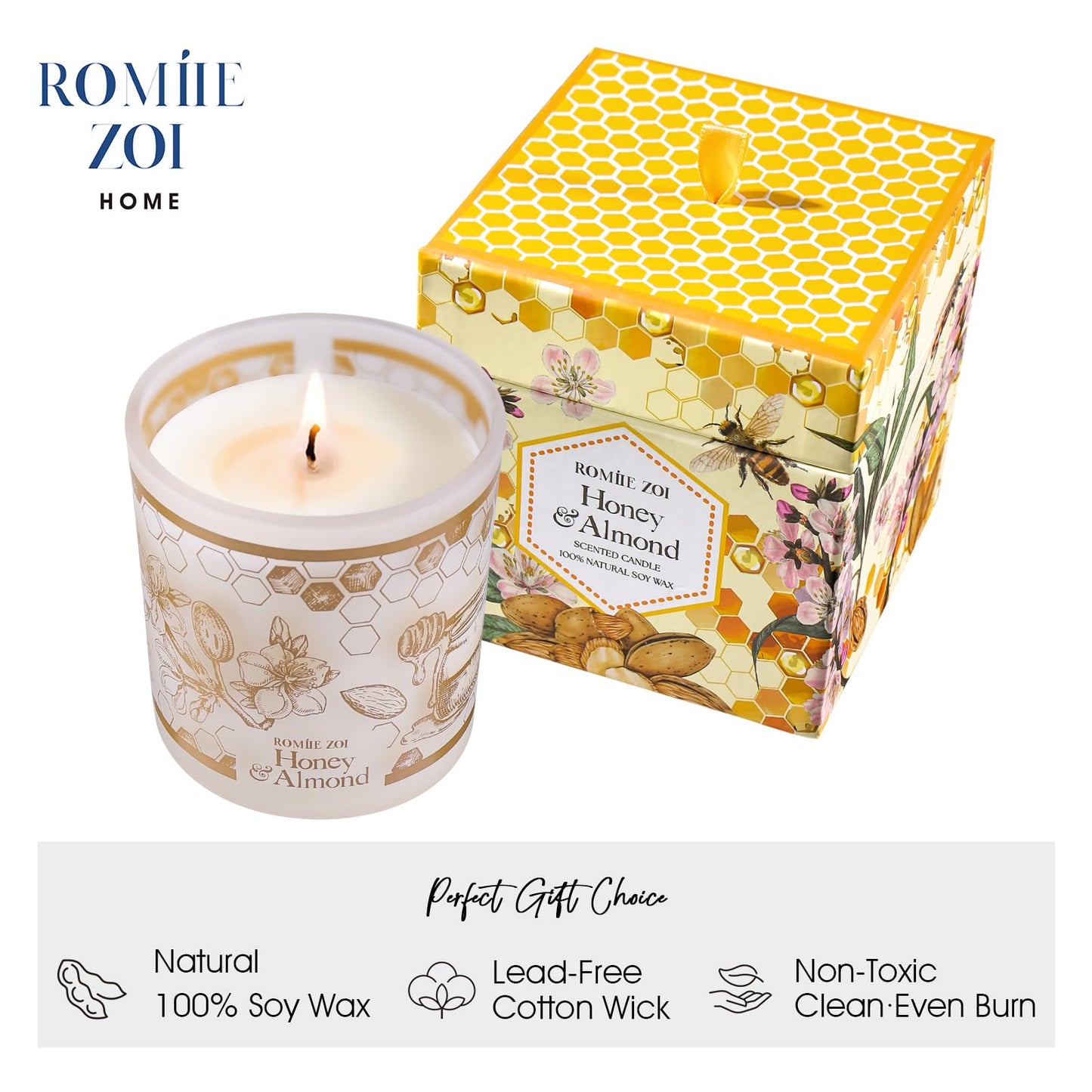 ROMIIE ZOI Aromatherapy Candle – Honey & Almond (6oz) | Soy Wax