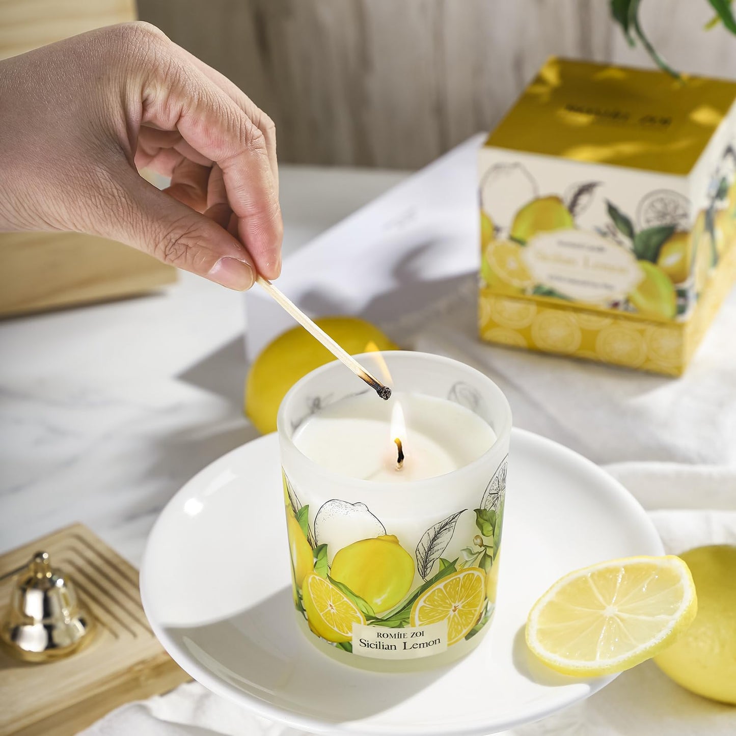 ROMIIE ZOI Scented Candle – Sicilian Lemon, 6oz Soy Wax Jar | Aromatherapy Home Gift