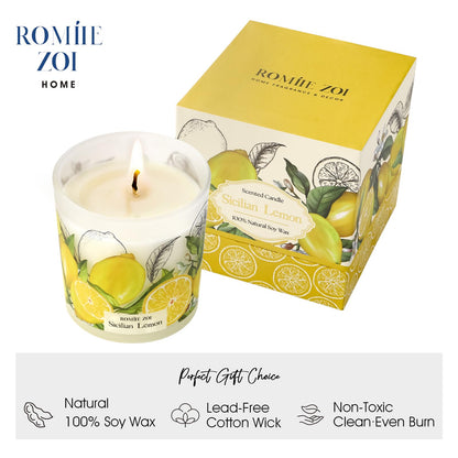 ROMIIE ZOI Scented Candle – Sicilian Lemon, 6oz Soy Wax Jar | Aromatherapy Home Gift