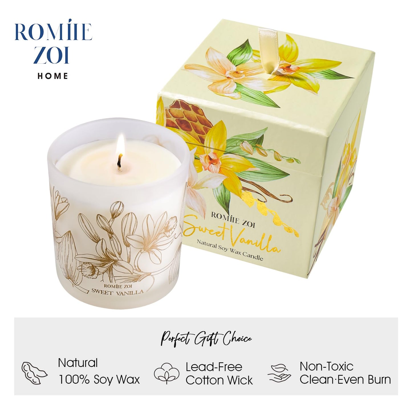 ROMIIE ZOI Sweet Vanilla Soy Candle – 6oz | Long-Lasting Home Fragrance