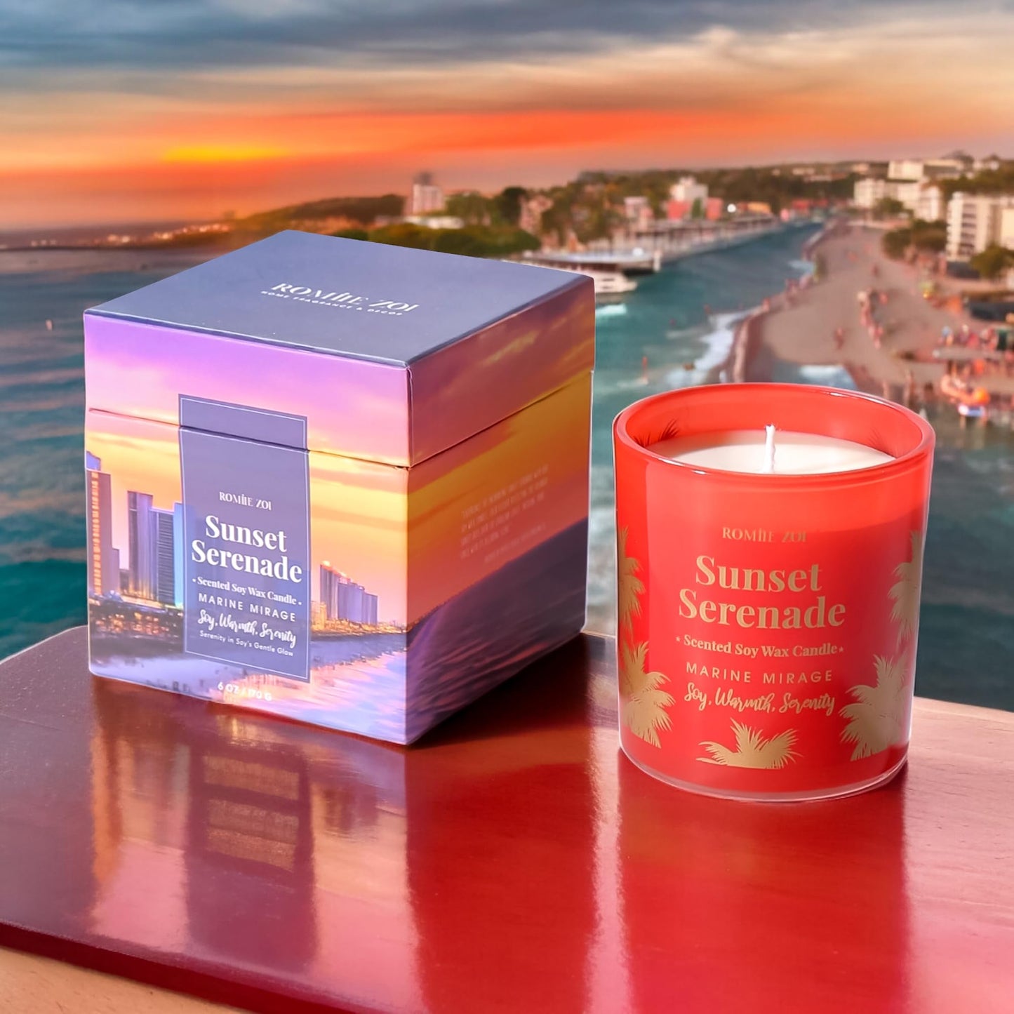 ROMIIE ZOI Marine Mirage Scented Candle - Sunset Serenade (6oz) Soy Wax