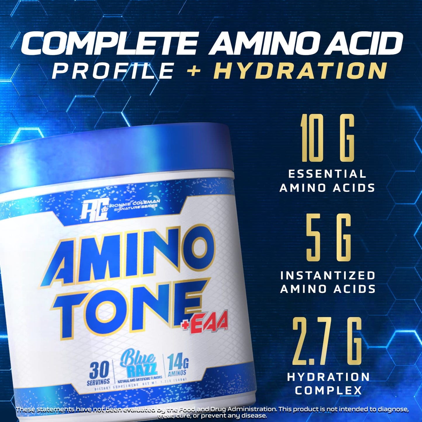 Ronnie Coleman Amino-Tone EAAs – Hydration, BCAAs & Recovery, Lemonade, 30 Servings