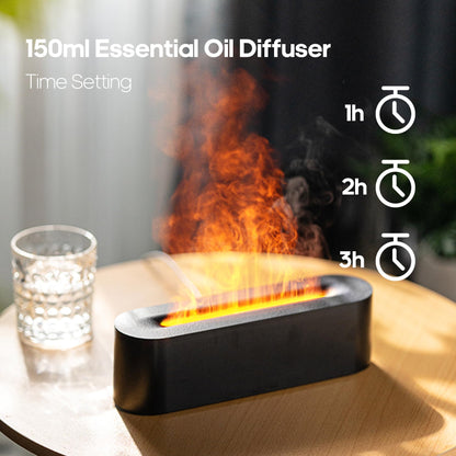 Essential Oil Diffuser Flame Black – Colorful Water Vapor Humidifier for Aromatherapy