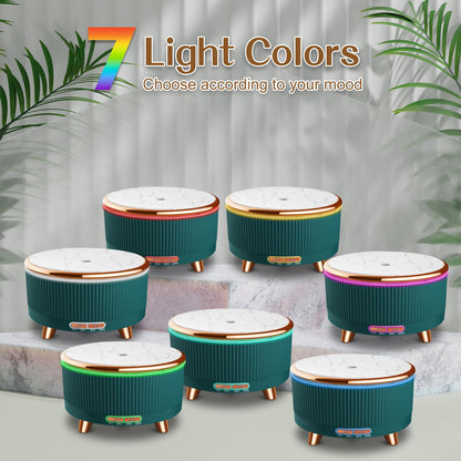 Roonbo 500ml Essential Oil Diffuser – Large Room Aromatherapy with 7 Color Lights, 3 Mist Modes, Auto-Off (Green)