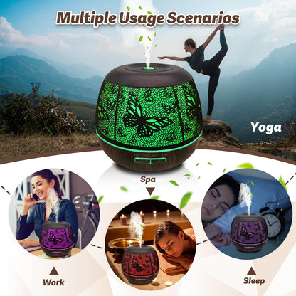 Roonbo 400ml Large Room Diffuser – Remote, 7-Color Lights, 3 Mist Modes