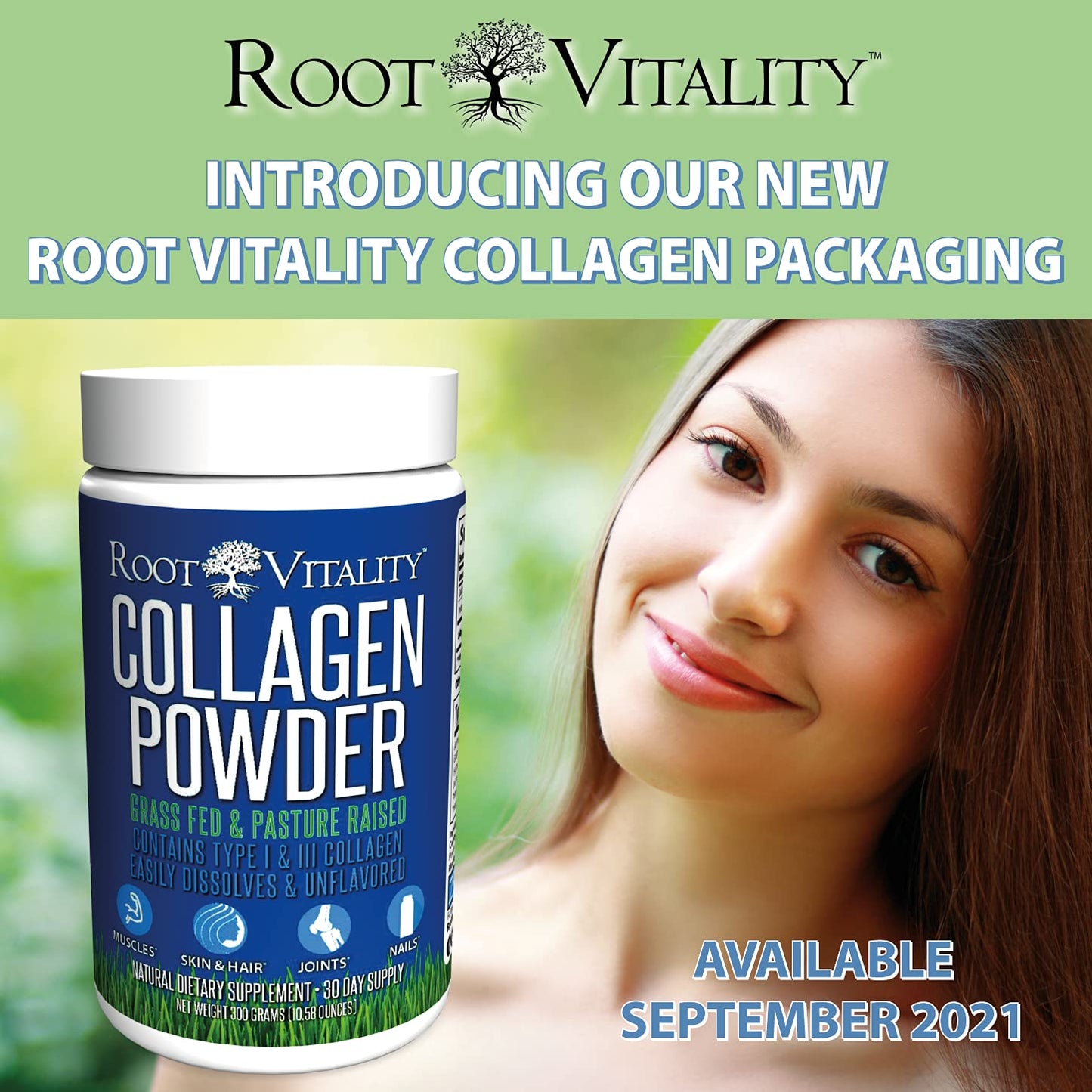 Root Vitality Collagen Peptides Powder – Grass-Fed, Non-GMO, Skin, Hair & Nails, 30 Servings
