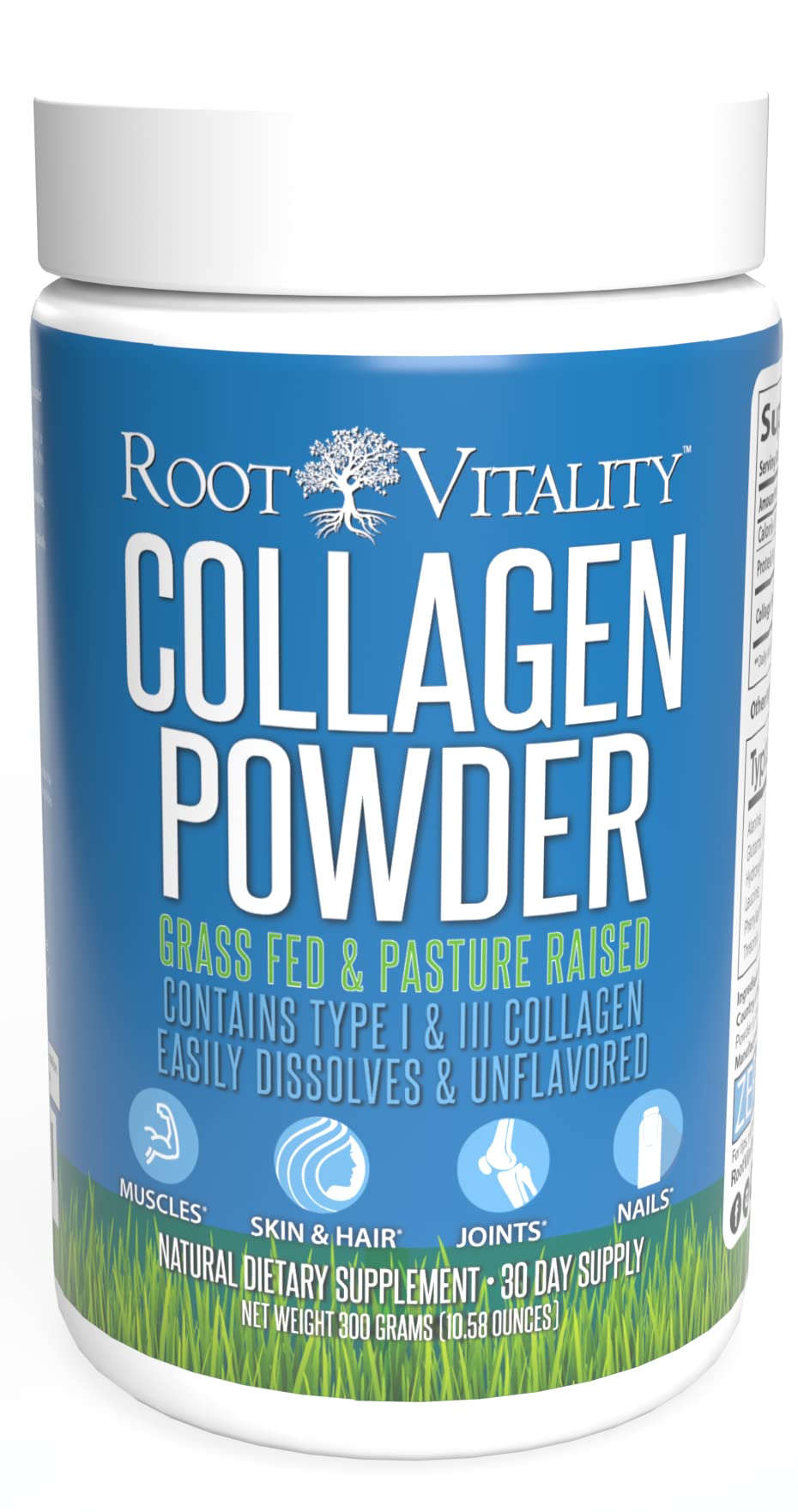 Root Vitality Collagen Peptides Powder – Grass-Fed, Non-GMO, Skin, Hair & Nails, 30 Servings