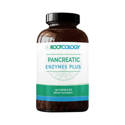 Rootcology by Dr. Izabella Wentz | Pancreatic Enzymes Plus | Enteric Coated Lipase, Protease & Amylase Blend with Bromelain | 90 Capsules