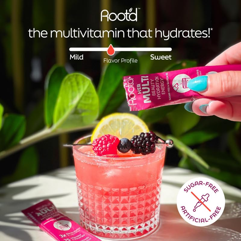 Root'd Multivitamin Powder for Women – 25 Vitamins & 3x Electrolytes | 9 Organic Superfoods | Sugar-Free Hydration | 30 Packets