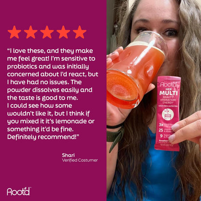 Root'd Multivitamin Powder for Women – 25 Vitamins & 3x Electrolytes | 9 Organic Superfoods | Sugar-Free Hydration | 30 Packets