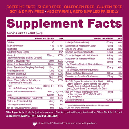 Root'd Multivitamin Powder for Women – 25 Vitamins & 3x Hydration | Sugar-Free, 24 Packets