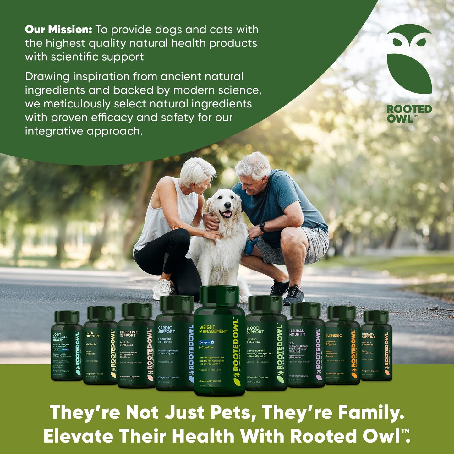 Rooted Owl Metabolism Support - L-Carnitine Supplement for Dogs & Cats to Support Healthy Weight - 60 Count