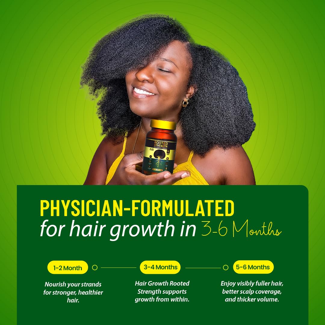 Rooted Strength Hair Growth Vitamins - DHT Blocker, Biotin & Collagen | 60 Capsules