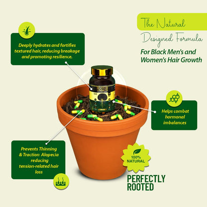 Rooted Strength Hair Growth Vitamins - DHT Blocker, Biotin & Collagen | 60 Capsules